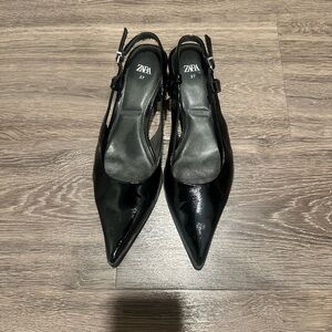 Zara Glossy Black Kitten Heels